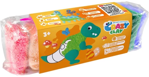 Radošās aktivitātes komplekts no vieglās plastilīna - Crazy Clay. Dinosauri