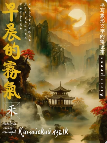 Tējas grāmata ķīniešu hieroglifu pierakstīšanai (Pagoda saulrietā)
