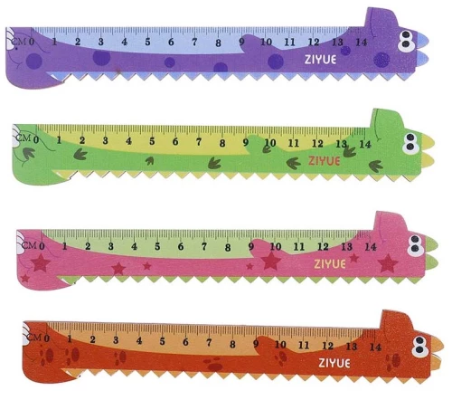 Koka lineāls 14 cm, 4 krāsas