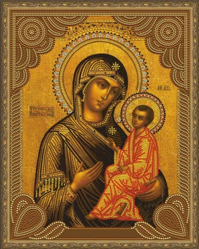 Dimanta mozaīka 5D ar uzklātu rāmīti - Tihvinas Dievmāte