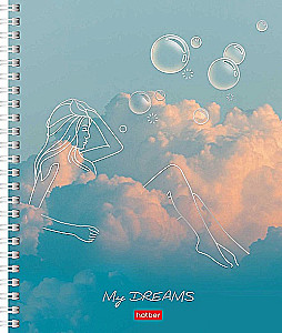 Klade - DREAMS uz spirāles, A5, 96 lapas, rūtiņa, dažādībā
