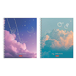Klade - DREAMS uz spirāles, A5, 96 lapas, rūtiņa, dažādībā