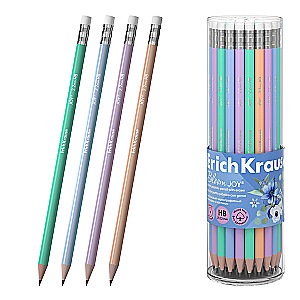 Melngrafīta zīmulis plastmasas - JOY Pastel Bloom, apaļš, ar dzēšgumiju, HB, dažādībā