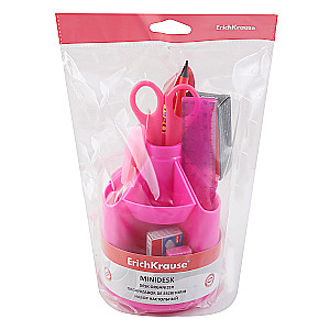 Kancelejas komplekts, 14 priekšmeti, rotējošs, rozā krāsā, Mini Desk Neon Solid