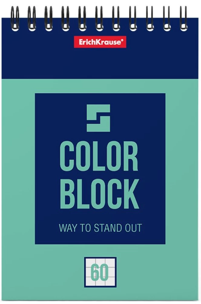 Bloknot uz spirāles - Color Block, A6, 60 lapas, rūtiņa