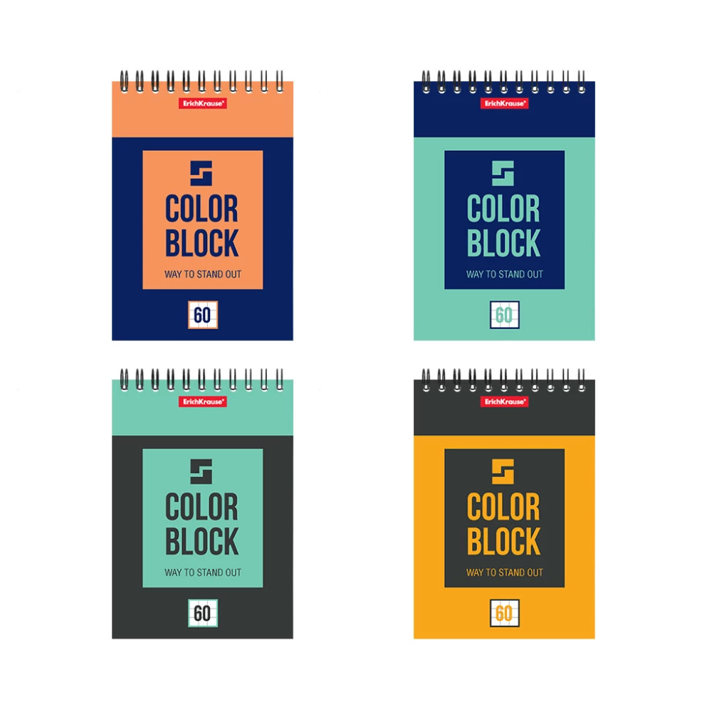 Bloknot uz spirāles - Color Block, A6, 60 lapas, rūtiņa