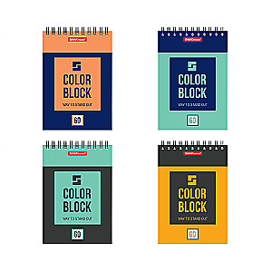 Bloknot uz spirāles - Color Block, A6, 60 lapas, rūtiņa