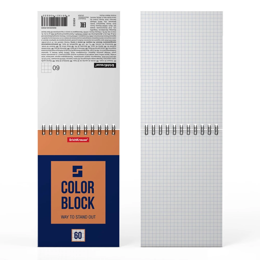 Bloknot uz spirāles - Color Block, A6, 60 lapas, rūtiņa