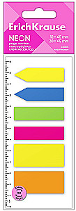 Līmlapiņas plastmasas - Neon, 12x45 mm, 20x45 mm, 150 lapas, 5 krāsas
