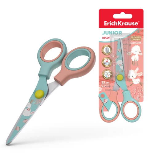 Šķēres - Junior Decor Curly Sheep, ar rakstu uz asmeņiem, 13 cm