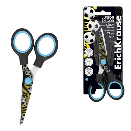 Šķēres - Junior Decor Sport DNA, ar rakstu uz asmeņiem, 13cm