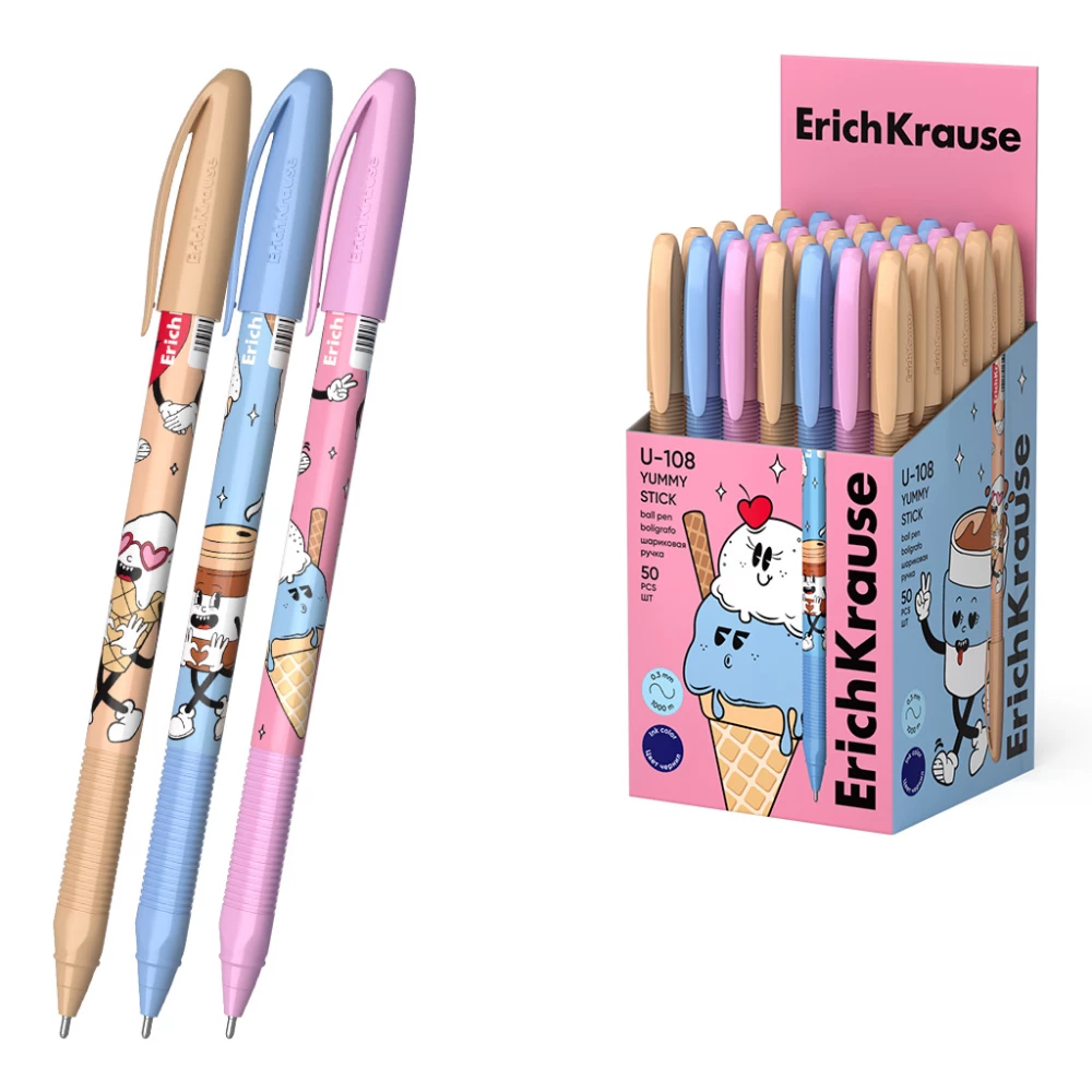 Kugļpildspalva - U-108 Stick Yummy 1.0, Ultra Glide Technology, tintes krāsa - zila, sortimentā