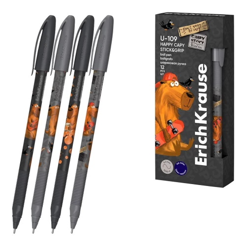 Rokas pildspalva U-109 Stick&Grip Happy Capy 1.0, Ultra Glide Technology, tintes krāsa - zila, sortimentā