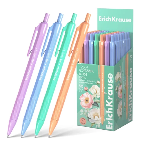 Automātiskā bumbiņu pildspalva R-305 Matic Pastel Bloom 0.7, tintes krāsa - zila, sortimentā