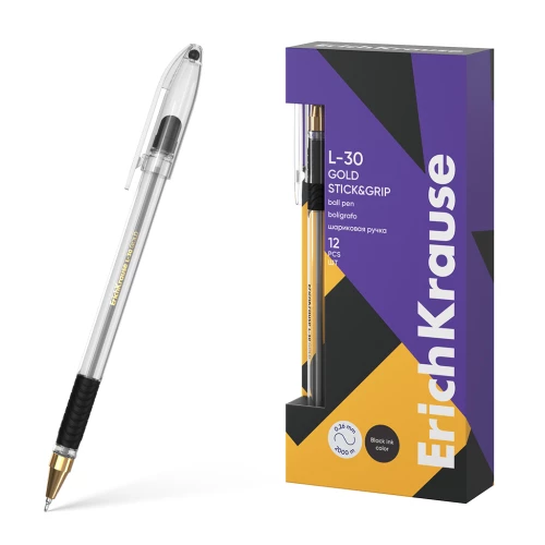 Šķidrās lodīšu pildspalva L-30 Gold Stick&Grip Classic 0.7, Super Glide Technology, tintes krāsa - melna