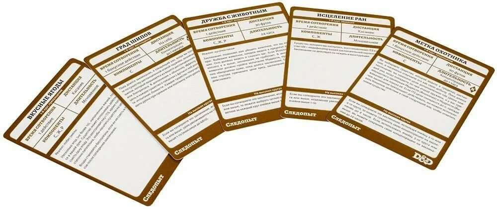 Настольная игра - Dungeons & Dragons. Карты заклинаний. Следопыт