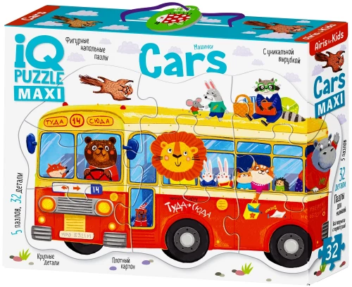 IQ Пазл. Фигурные напольные пазлы 5 штук. Напольный Машинки (Cars)