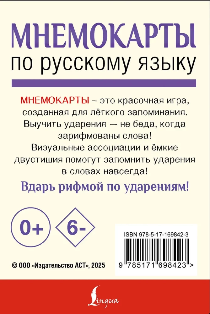 Мнемокарты по русскому языку. Ударения