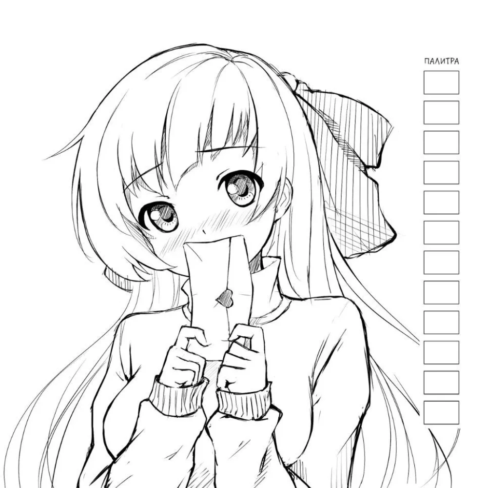 Anime! Krāsošana darbam ar marķieriem. Meitene ar vēstuli