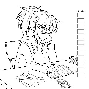 Anime! Krāsošana darbam ar marķieriem. Meitene ar vēstuli