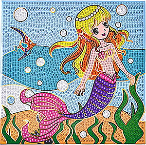Алмазная мозаика с золотым тиснением - Русалка (20x20 см)