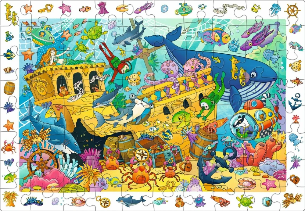 IQ Пазл с развивающей игрой. Царство синего моря (80 элементов)