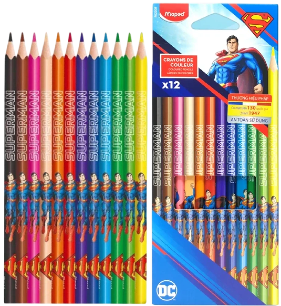 Krāsainie zīmuļi - Supermens (12 krāsas)