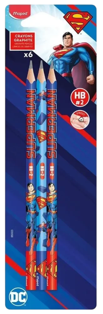 Melnbalta grafīta zīmuļa - Superman, HB (6 gab.)
