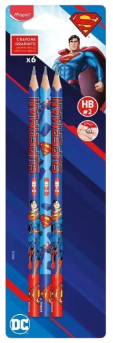 Melnbalta grafīta zīmuļa - Superman, HB (6 gab.)