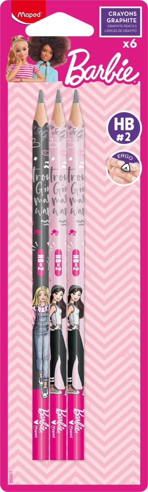 Melnbalta grafīta zīmuļa - Barbie, HB (6 gab.)