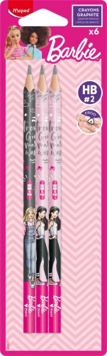 Melnbalta grafīta zīmuļa - Barbie, HB (6 gab.)