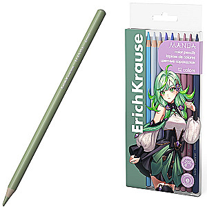 Krāsainie koka zīmuļi ErichKrause Manga, apaļi, 4 mm kodols, 12 krāsas