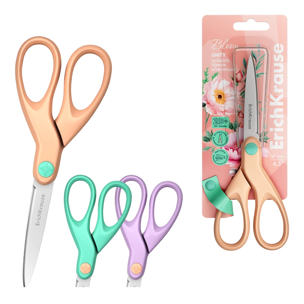 Ножницы ErichKrause Unity Pastel Bloom, 16 см, ассорти