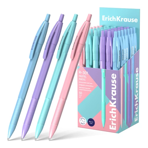 Ручка шариковая автоматическая ErichKrause R-301 Matic Pastel 0.7, цвет чернил синий, в ассортименте
