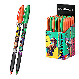 Ручка шариковая ErichKrause U-109 Stick&Grip Dino Art 1.0, Ultra Glide Technology, цвет чернил синий, в ассортименте