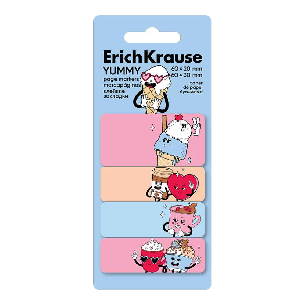 Līmlapiņas papīra ErichKrause Yummy, 60x20 mm, 60x30 mm, 80 lapas