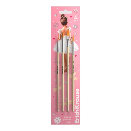 Кисти ErichKrause Pointes для акварели и гуаши, синтетика, 4 штуки