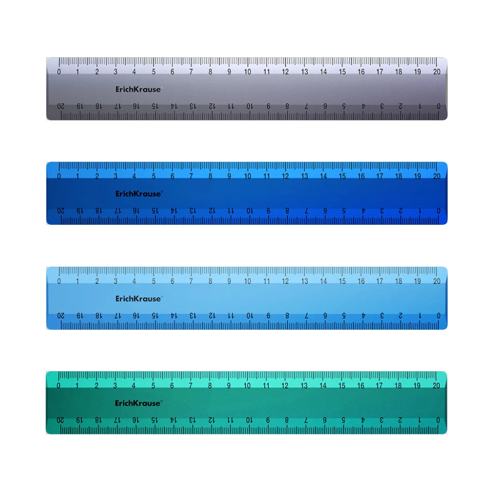 Линейка пластиковая ErichKrause Ice Metallic, 20см, ассорти
