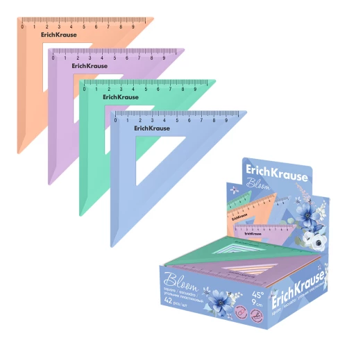 Угольник пластиковый ErichKrause Pastel Bloom, 45°/9см, ассорти