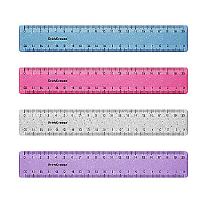 Линейка пластиковая ErichKrause Glitter, 20см, ассорти