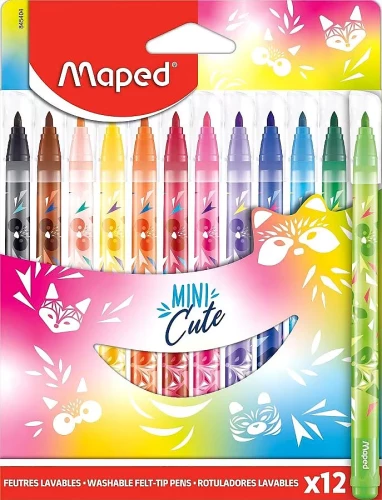 Фломастеры - Maped mini cute, смываемые, 12 цветов