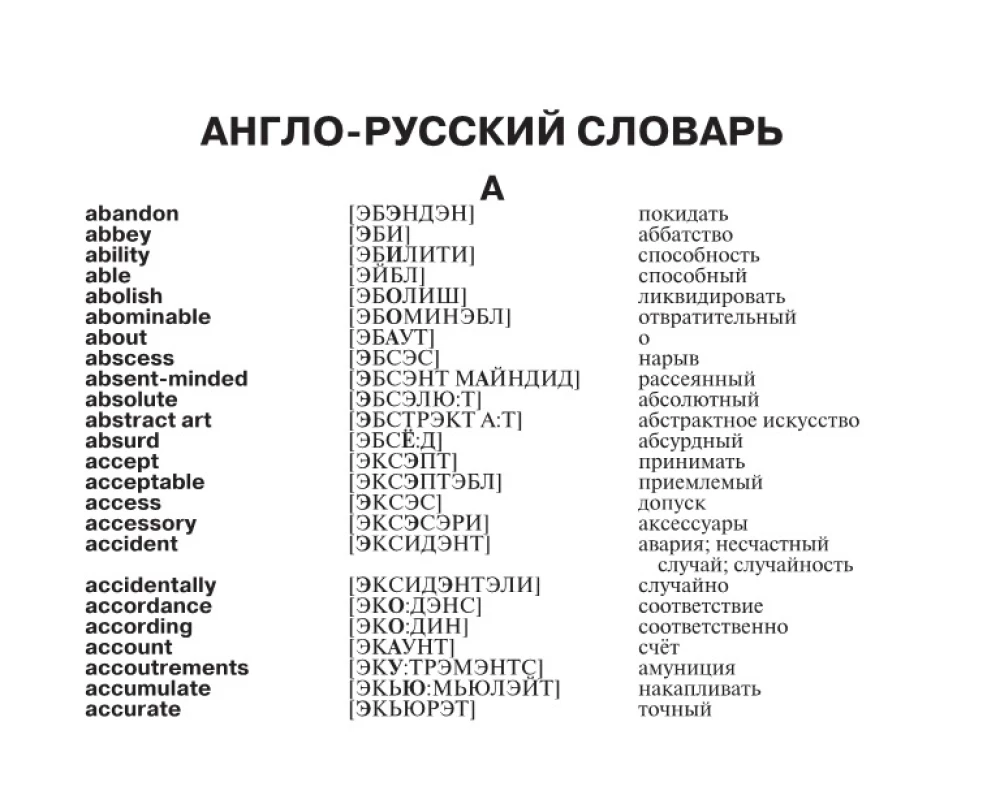 Англо-русский русско-английский словарь с произношением