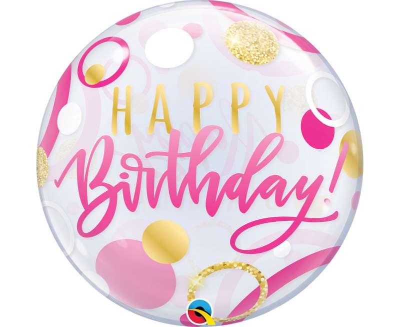Folijas balons  22 BUBBLES Birthday &Gold dots