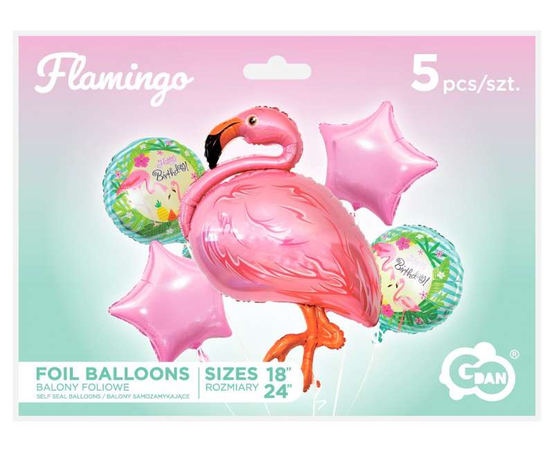 Folija balonu komplekts Flamingo set / 5 gab.