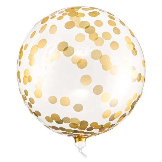 Follija balons Caurspīdīgs Confeti, 40cm zelta