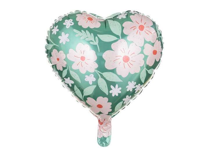 Follija balons Sirds ar ziedem, 45cm