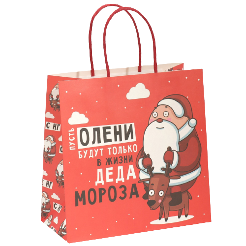Dāvanu maisiņš Ziemassvētku vecītis, 22x22x11 cm
