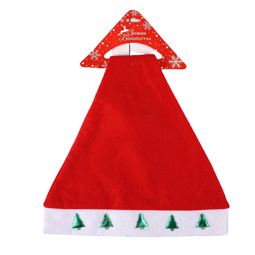 Ziemassvētku eglītes cepure ar uzlīmi, sarkana