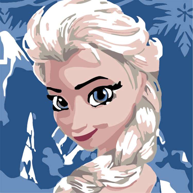 Glezna pēc numuriem 20x20 cm Frozen - Elsa, 10 krāsas, grūtība 4