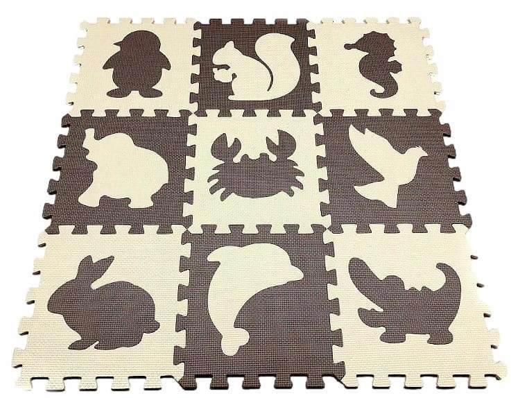 Модульный коврик-головоломка - Животные, коричневый